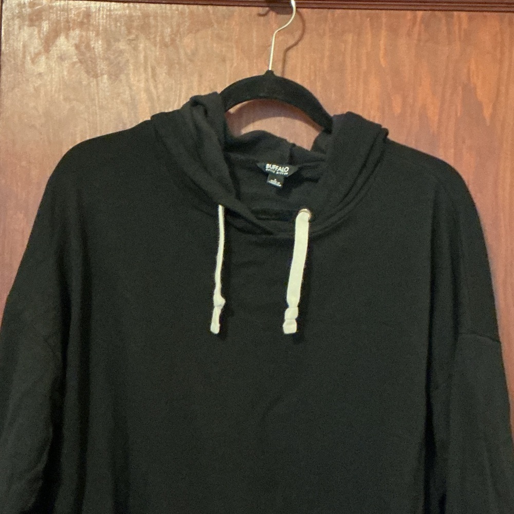 Buffalo David Bitton Black Hoodie with White Drawstrings - Picture 3 of 4